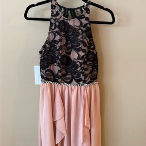 City Triangles Pink and Black Lace Kids Dress